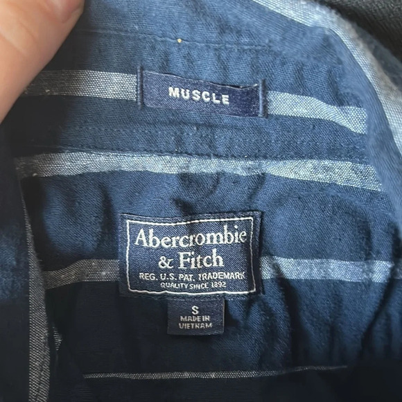 Blue and White Striped Abercrombie & Fitch Button Up - Picture 4 of 4